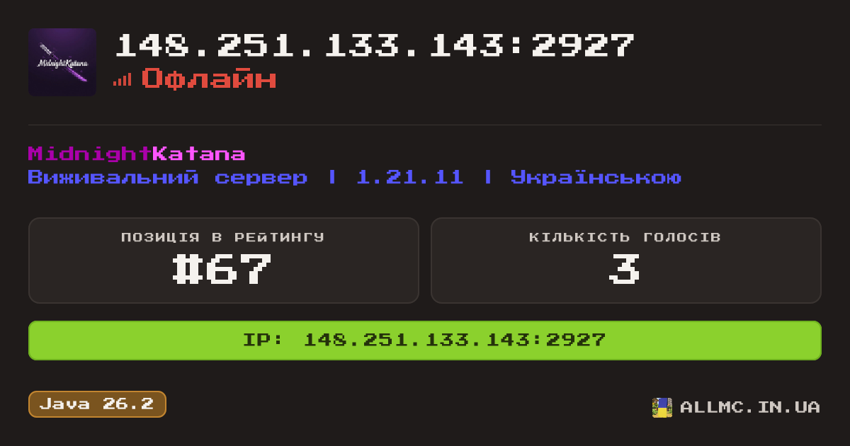 Віджет сервера 148.251.133.143:2927