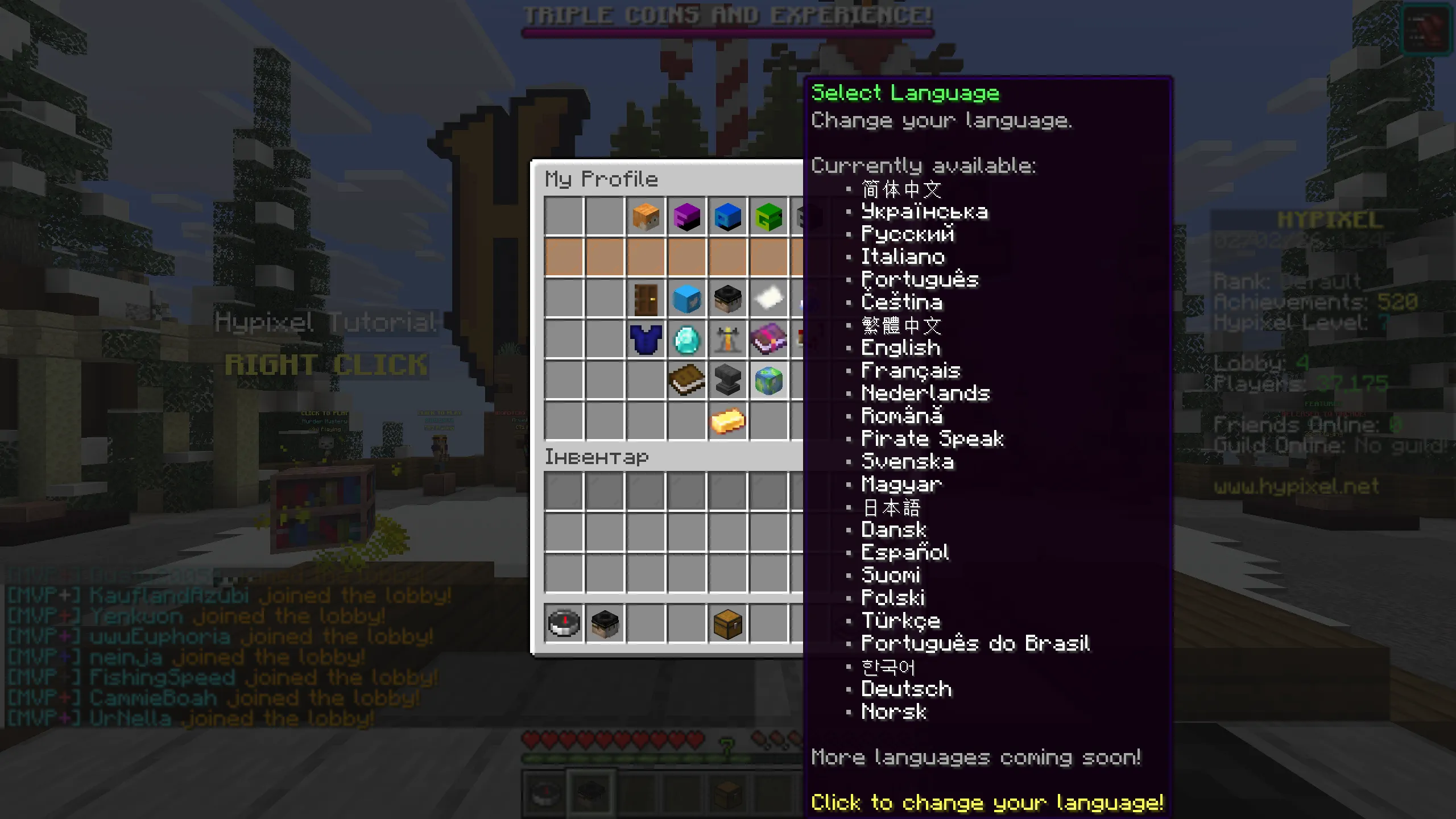Профіль граця Hypixel