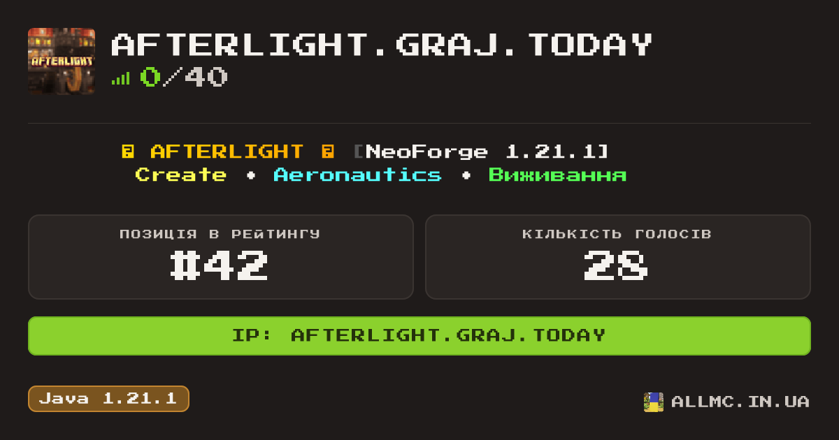 Віджет сервера afterlight.graj.today