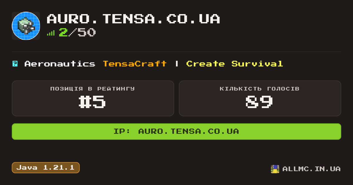 Віджет сервера auro.tensa.co.ua