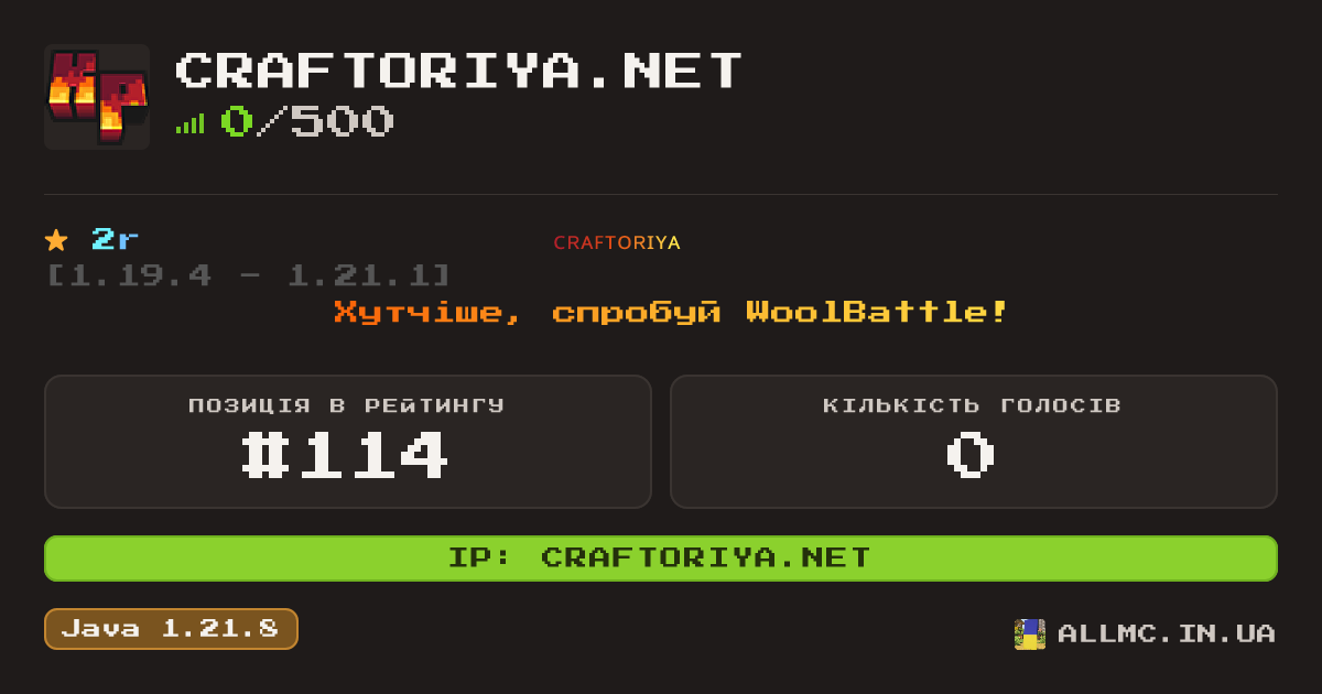 Віджет сервера craftoriya.net