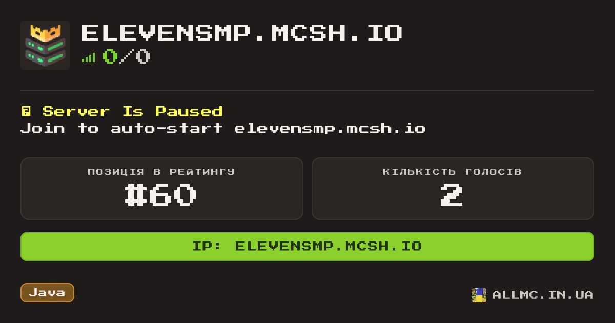 Віджет сервера elevensmp.mcsh.io