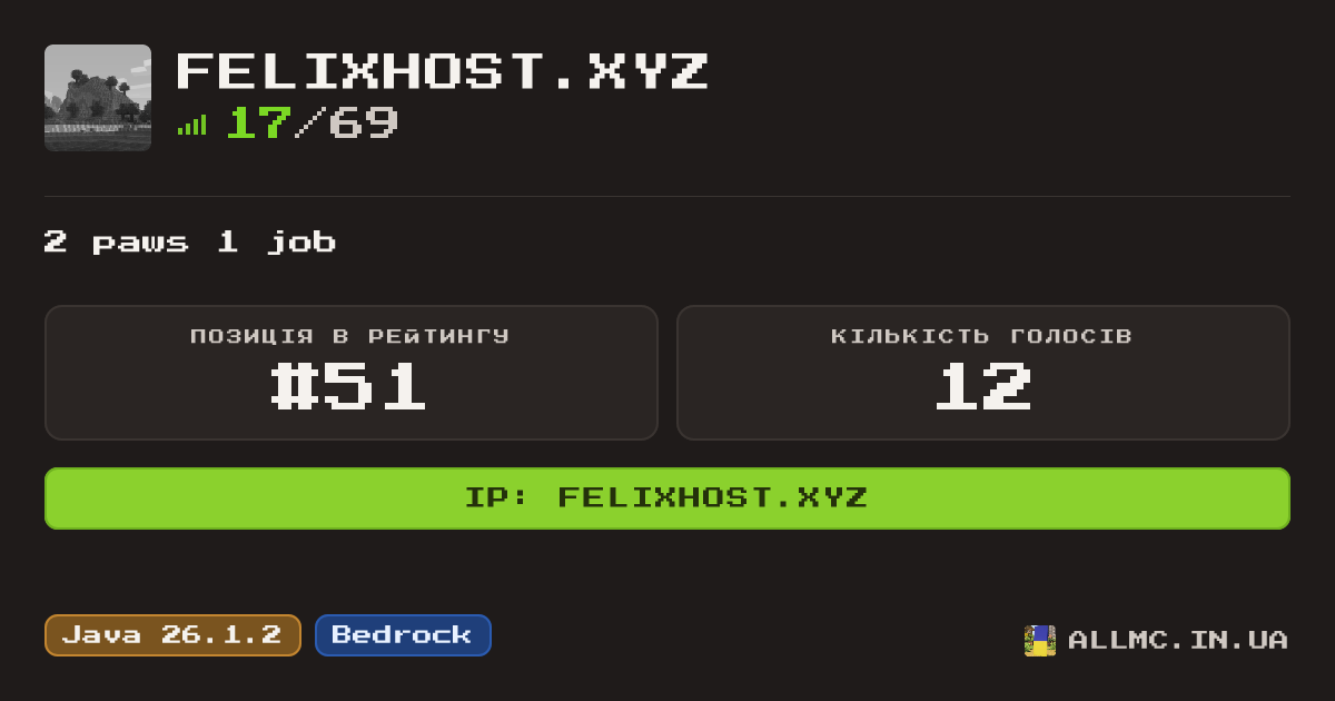 Віджет сервера felixhost.xyz