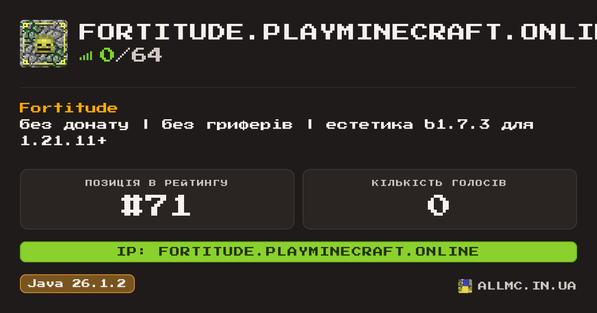 Віджет сервера fortitude.playminecraft.online