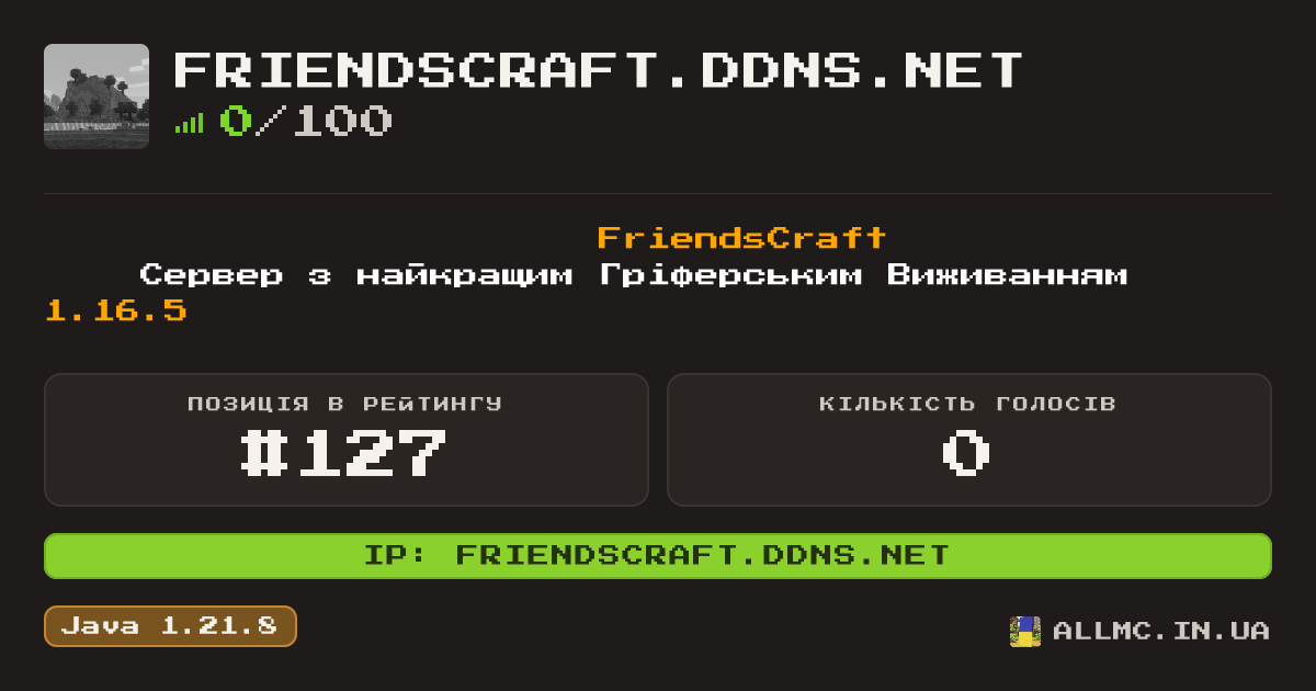 Віджет сервера friendscraft.ddns.net