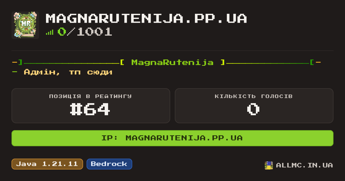 Віджет сервера magnarutenija.pp.ua