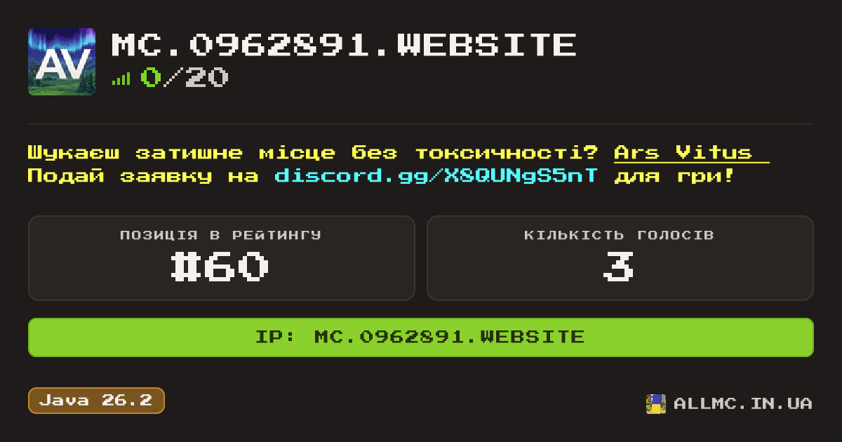 Віджет сервера mc.0962891.website