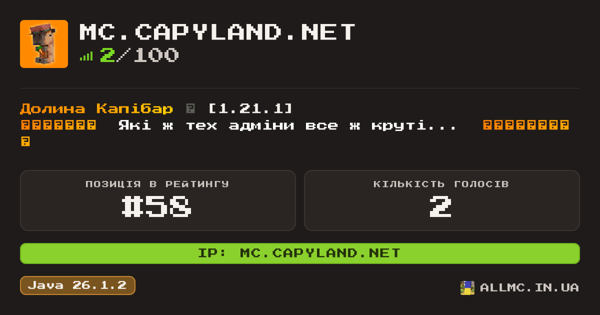 Віджет сервера mc.capyland.net