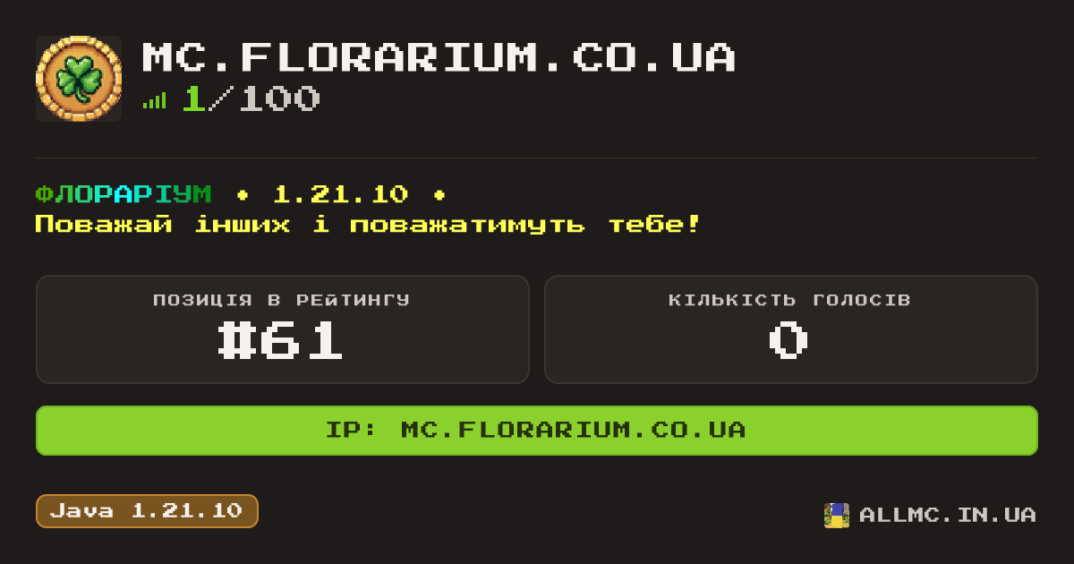 Віджет сервера mc.florarium.co.ua