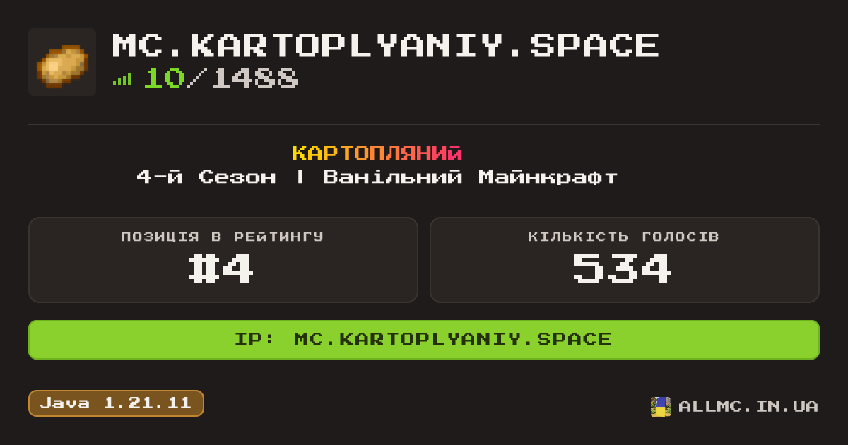 Віджет сервера mc.kartoplyaniy.space
