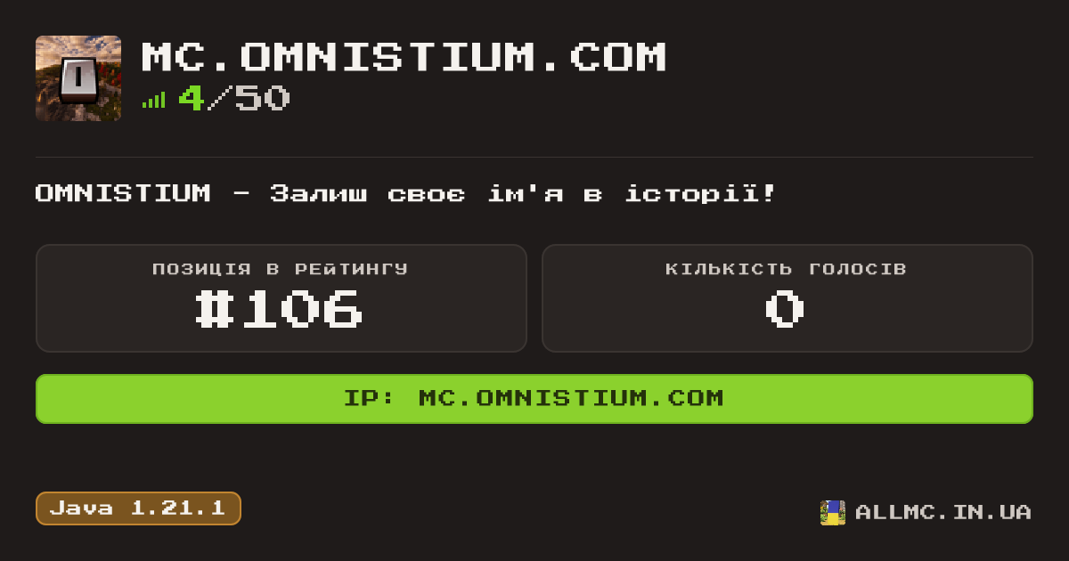 Віджет сервера mc.omnistium.com