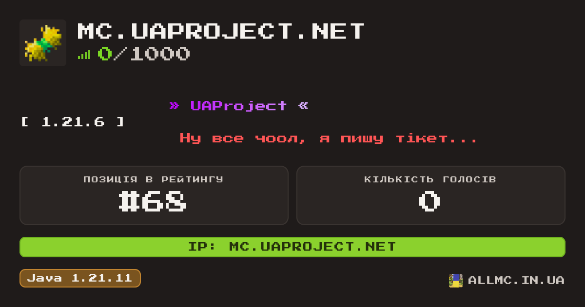 Віджет сервера mc.uaproject.net