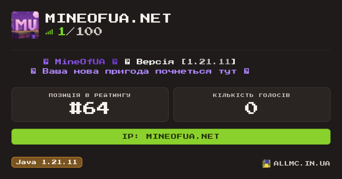 Віджет сервера mineofua.net