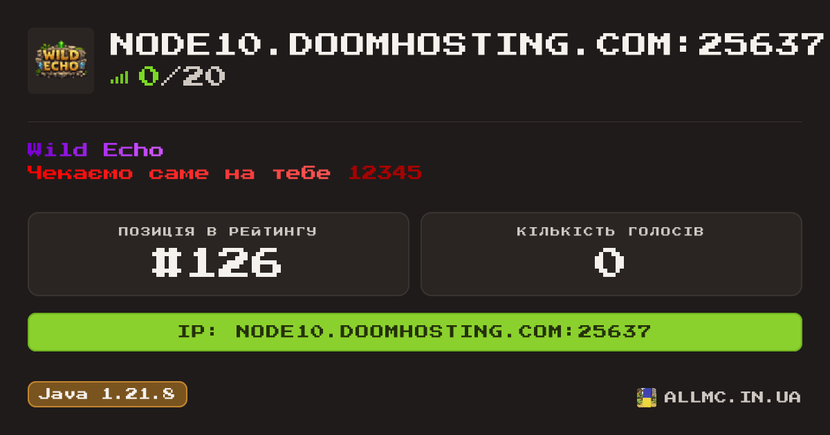 Віджет сервера node10.doomhosting.com:25637