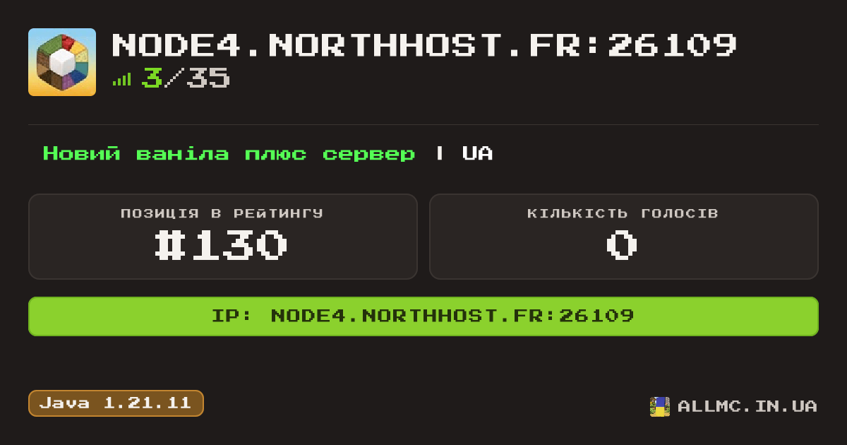 Віджет сервера node4.northhost.fr:26109