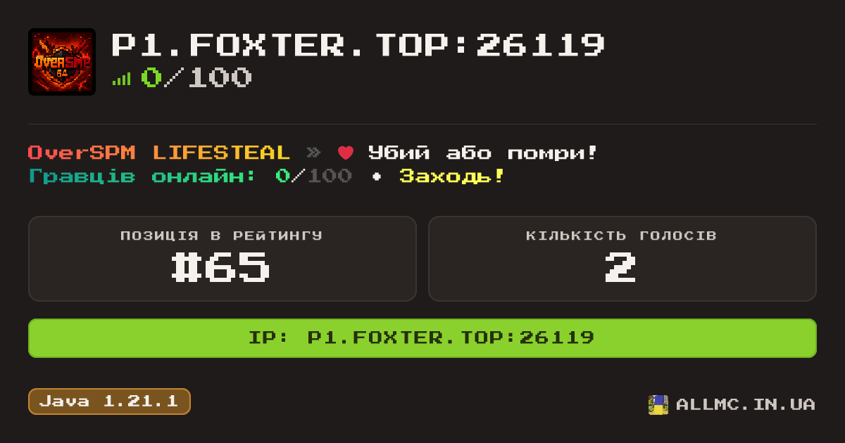 Віджет сервера p1.foxter.top:26119