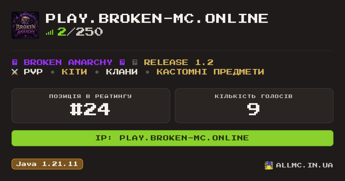 Віджет сервера play.broken-mc.online