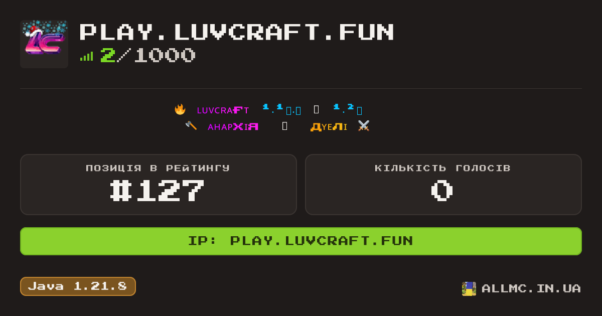 Віджет сервера play.luvcraft.fun