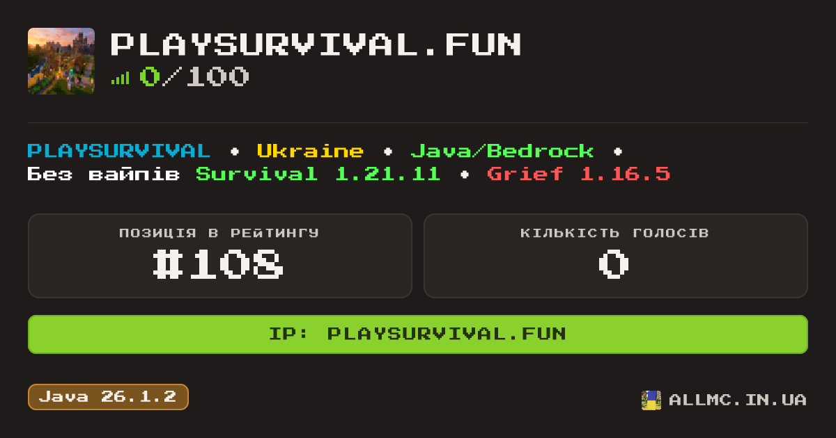 Віджет сервера playsurvival.fun