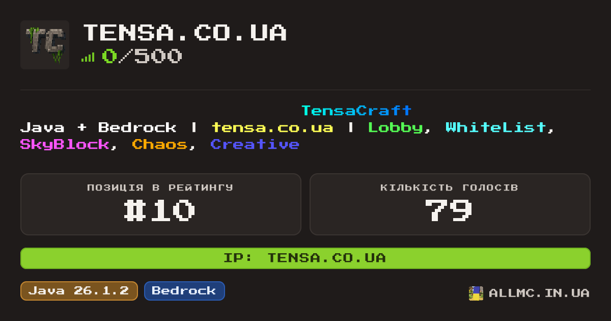 Віджет сервера tensa.co.ua