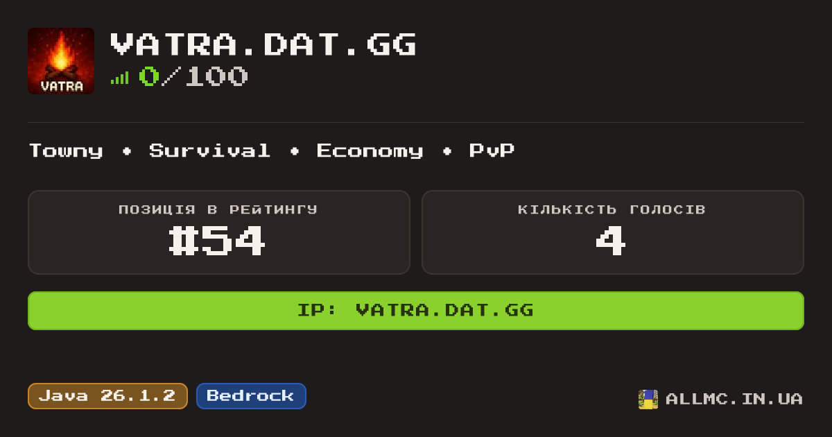 Віджет сервера vatra.dat.gg