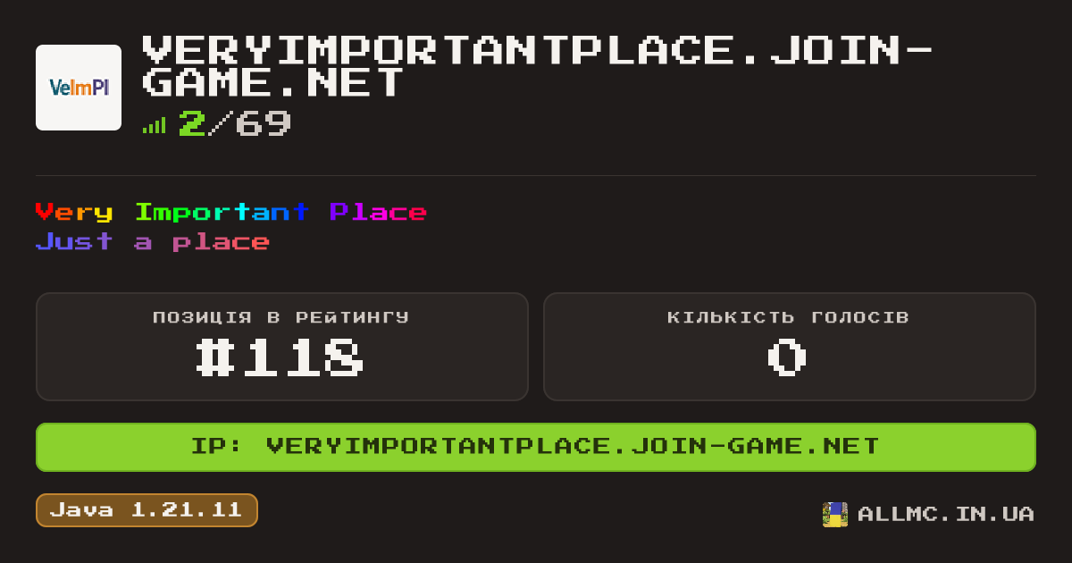 Віджет сервера veryimportantplace.join-game.net